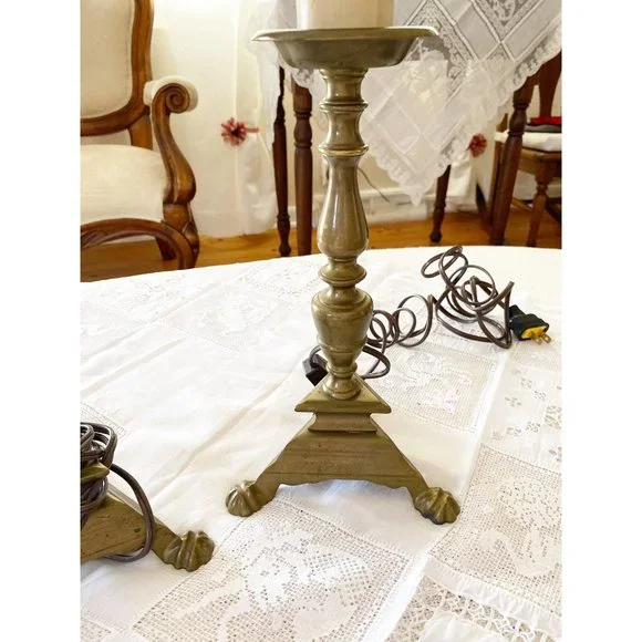 Vintage Antique Brass Table Lamps (Set of Two)